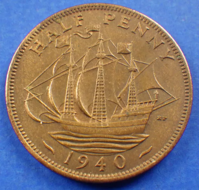Trace lustred King George VI 1940 halfpenny EF - jwhitt60 coins