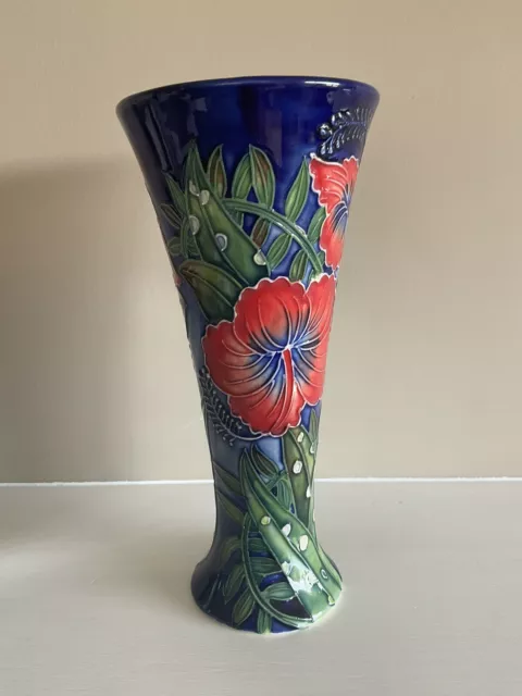 Old Tupton Ware 20 Cm.  (8 Inch ) Hand Painted Hibiscus  Design Vase 2