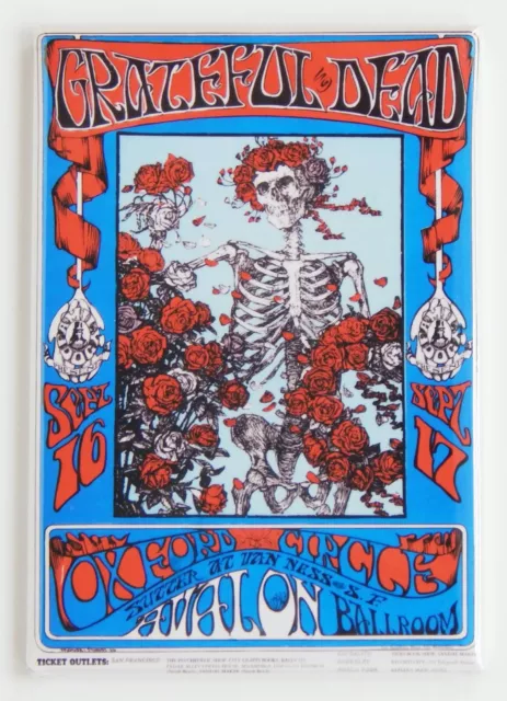 The Grateful Dead "Skeleton & Roses" FRIDGE MAGNET concert poster