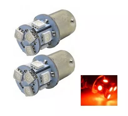 2x Ampoules BA15S LED 8 smd 1156 Veilleuses Rouge 12V