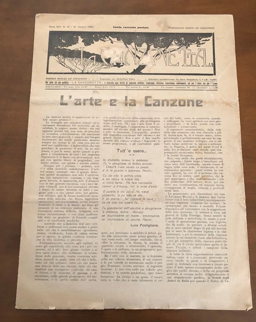 La canzonetta n.10 1920 all'interno 2 vecchi spartiti Doje Campane / Maschere