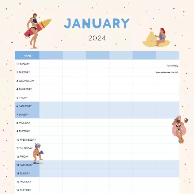 2024 Calendar Family Planner Square Wall by Paper Pocket 30cm x 30cm 2