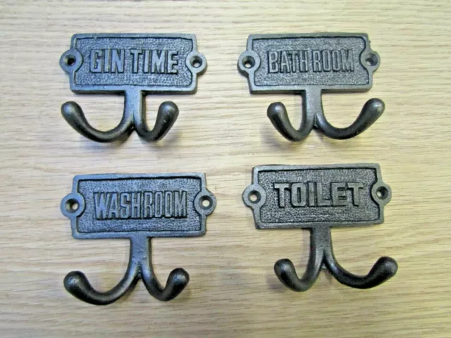 PLAQUE WITH DOUBLE hook rustic cast iron vintage rustic hanging peg rack hook