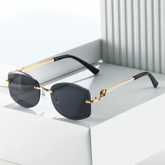 Fashion Rimless Hip Hop Sunglasses Retro Metal Bar Gold Mens Women Shade Glasses