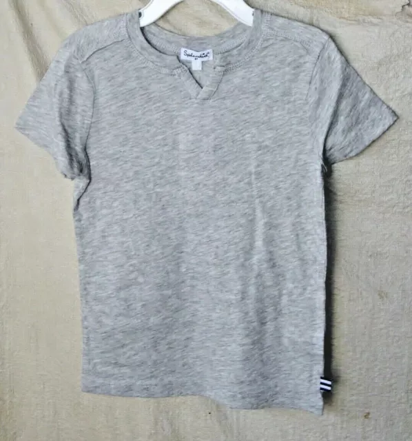 Splendid Grey Short Sleeve Split Crew Neck Tee  Size 4 Tod Nwt