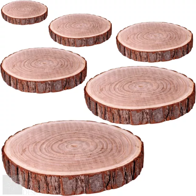 Natural Wood Log Slice Tree Bark Rustic Wedding Table Centerpiece Cake Stand
