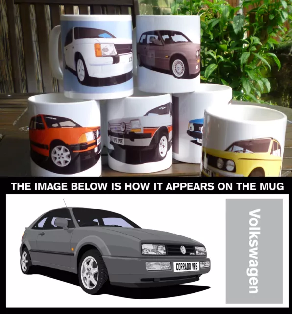 Vw Corrado Car Art Mug. Choose Your Model & Colour. Add Reg Plate!