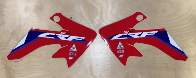 Honda CRF50 HRC Red Blue Team Shroud Graphics  2004-2022 21mil Thick Laminated