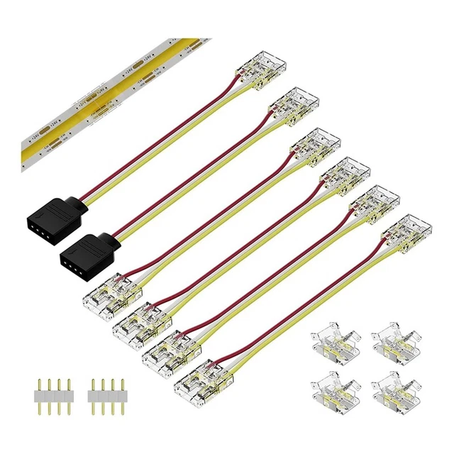 12 Connettori Angolari A L Per Strisce LED COB 10mm A 2 Pin - Kit Estensione Senza Saldatura, Per Progetti Fai Da Te