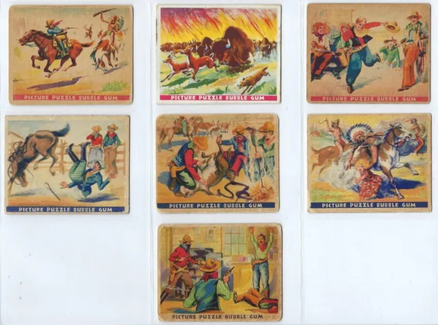1933 GUM INC. Philadelphia WILD WEST Series Puzzle Cards Lot of 7 Cards