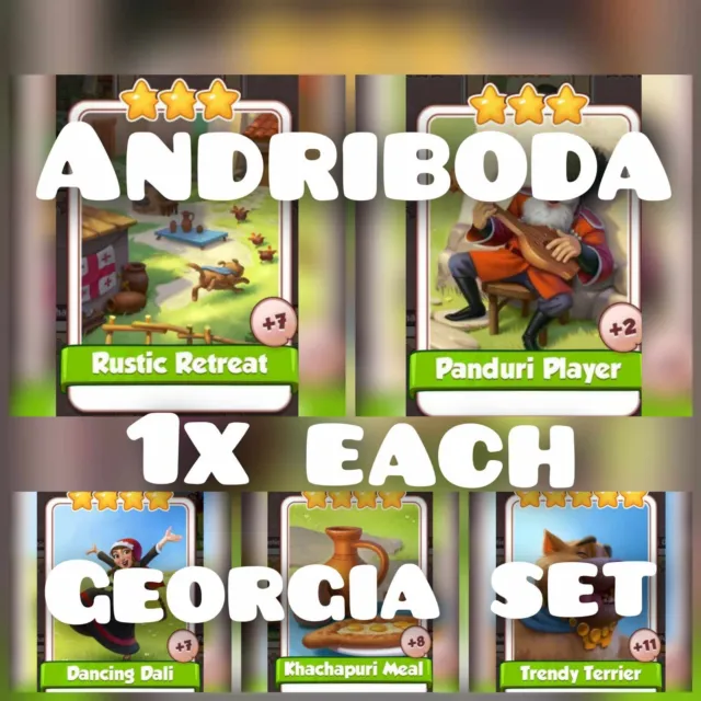 1 X Full Set :- Georgia :- New Set :- Coin Master Cards :- Fastest Sending!!