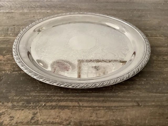 Grande vassoio da portata vintage Art Déco/Art Nouveau placcato argento 14 pollici