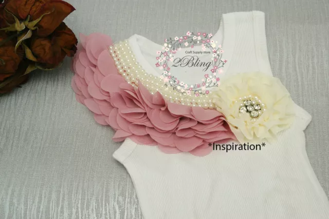 3 MIX ASSORTED Pearl Peonies chiffon Collar Applique v.2,DIY embellishment 2