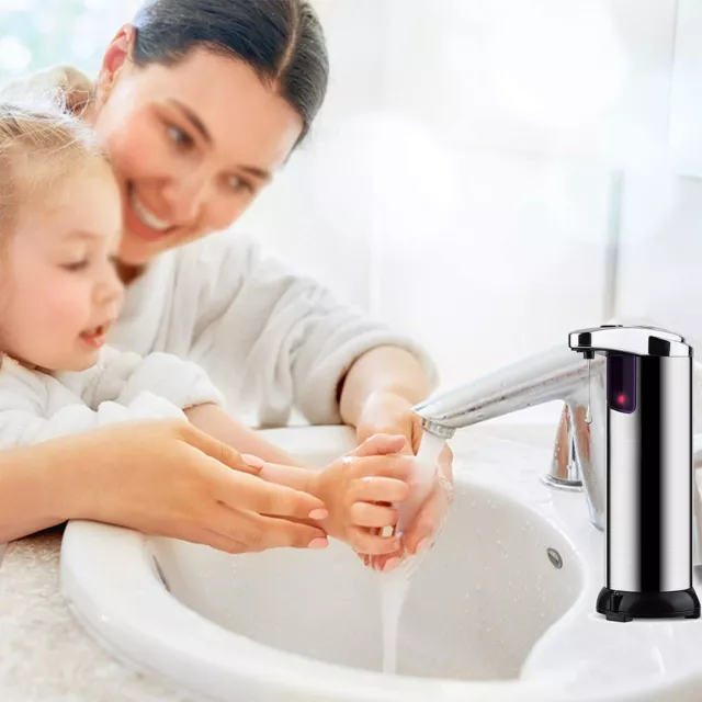 Automatic Soap Liquid Dispenser Handsfree Touchless IR Sensor Hand Wash Steel 3