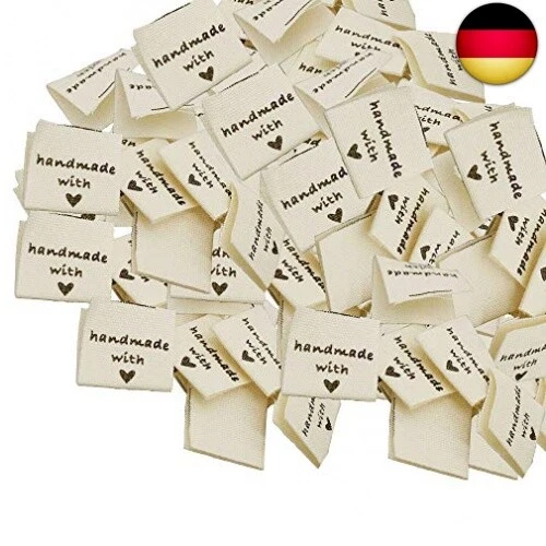 Anyasen Handmade Label 150 Stück Handmade Etiketten Stoffetiketten