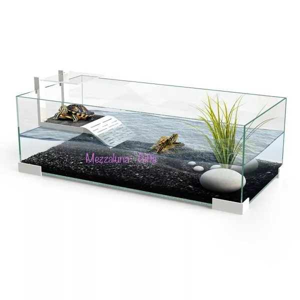 Ciano Tartarium 40 60 & 80 Turtle Terrapin Reptile Glass Turtles Tank with Ramp