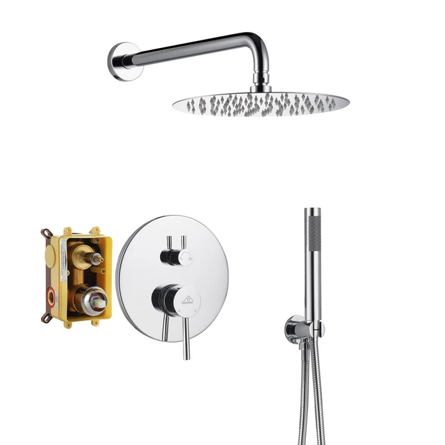 CASAINC Round 2 Functions Wall Mount Dual Shower Heads Shower System Chrome