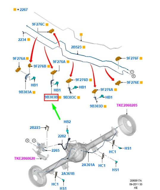 FORD RANGER T6 MK1 Rear Brake Pipe Bracket 1729355 AB319B303BA NEW