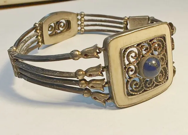 Antikes Armband 800 Silber Filigran Lapislazuli