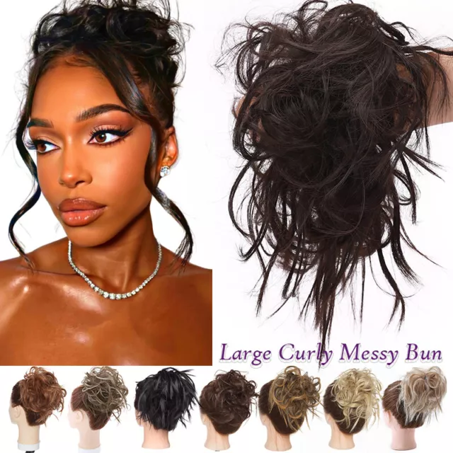 Thick Messy Bun Hair Piece Scrunchie Updo Wrap Ponytail Extensions Real as Human