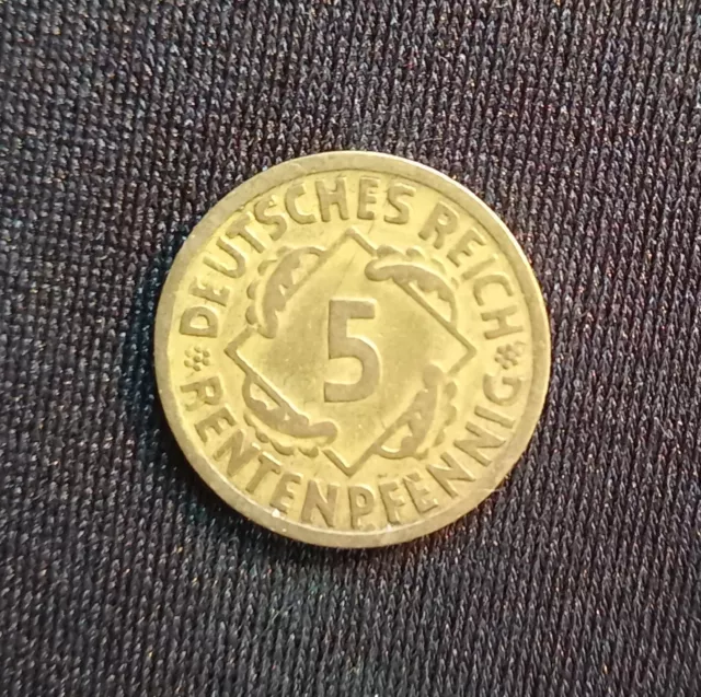 Münze, Deutsches Reich, 5 Rentenpfennig, 1924, A