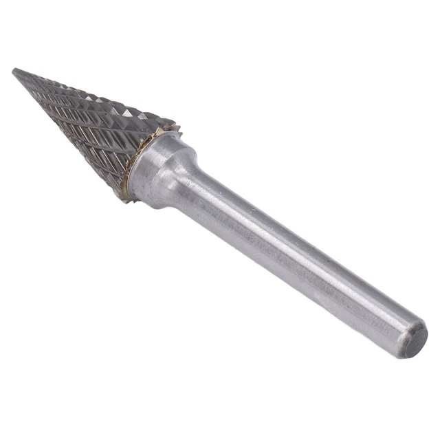 File Burr 2 Cut Pointed File Bit YG8 Carbide Cone Shape Die Grinder Bit 6mm