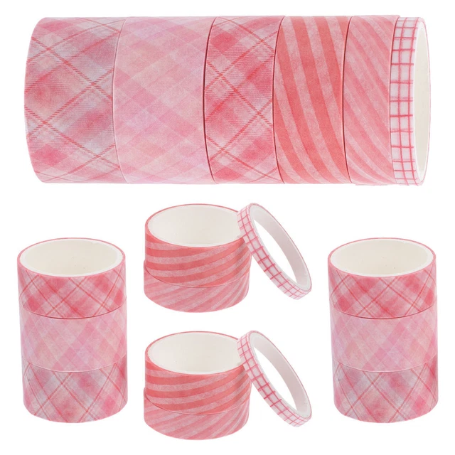 Cinta Washi a cuadros vintage estacionaria cinta Washi rosa papel japonés