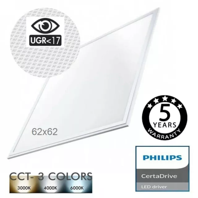Panneau LED Philips Transformateur 62x62 Plafonnier Un Montage Grille Lampe Hall