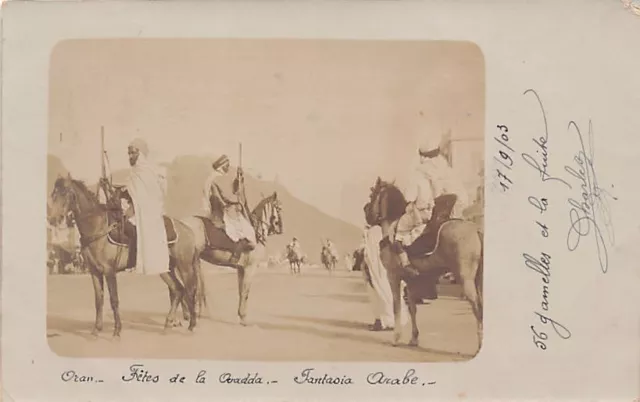 Algérie - ORAN - Fête de la Ouadda - Fantasia Arabe - CARTE PHOTO 17 septembre 1