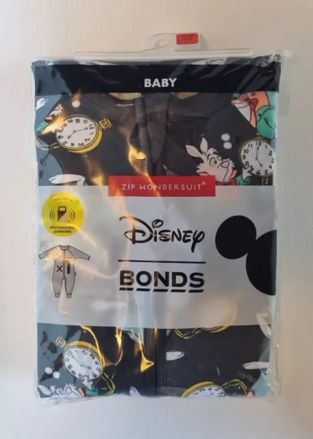 Bonds x Disney Alice in Wonderland Black Rabbit Zip Wondersuit Size 1 BNIP