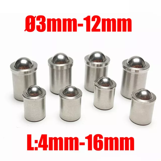 3-12mm Stainless Steel Ball Positioning Push Fit Bead Plunger Length 4mm - 16mm