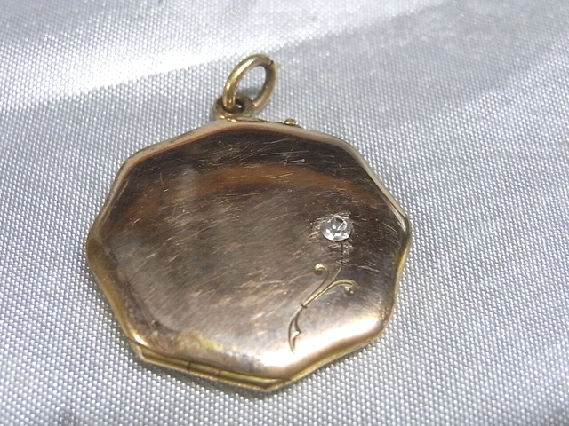 Pendentif Reliquaire Ancien Cadre Photo Octogonal - Or - Bijou Vintage - Occasion