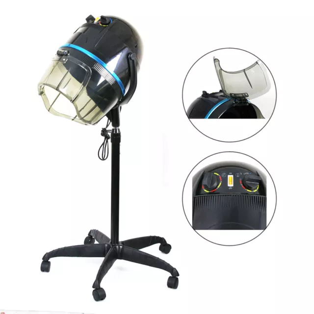 Floor Salon Hair Bonnet Adjustable 1300W Hooded Dryer Stand Up with Wheels