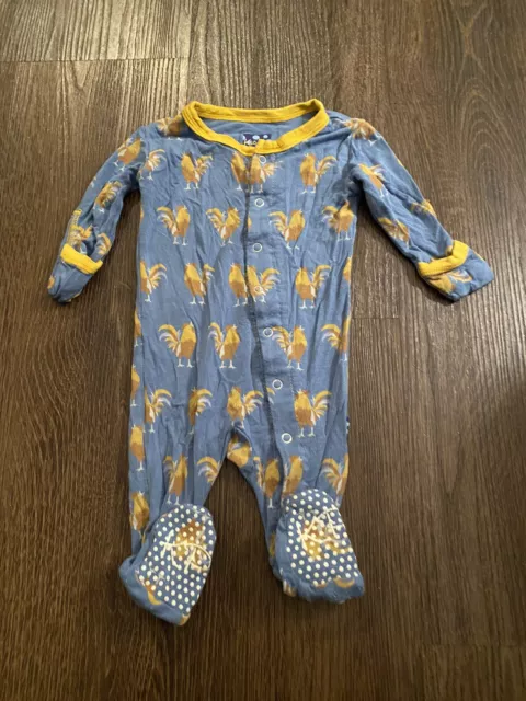 Boys Blue Rooster Kickee Pants Sleeper Pajamas Size 0/3 Months Bamboo #2