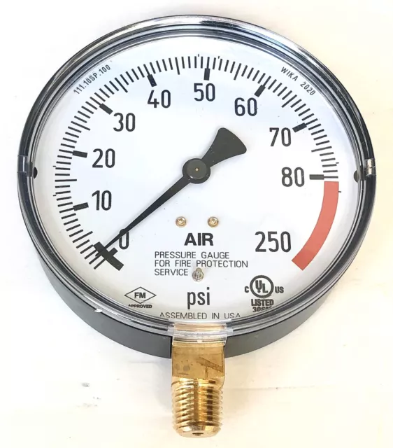 3.5" Dial 0-80-250 psi Fire Protection Sprinkler Service Air Gauge with Retard 2