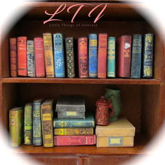 21 DUSTY OLD BOOKS Miniature Dollhouse 1:12 Scale FILL Bookshelf PROP Faux Books