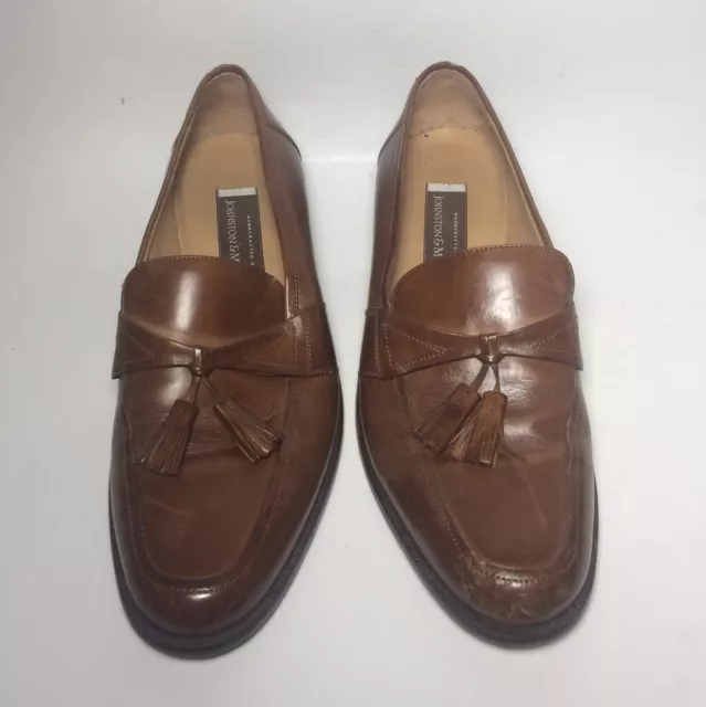 JOHNSTON & MURPHY Horner 15 1346 Brown Leather Tassel Loafer Shoes Mens ...