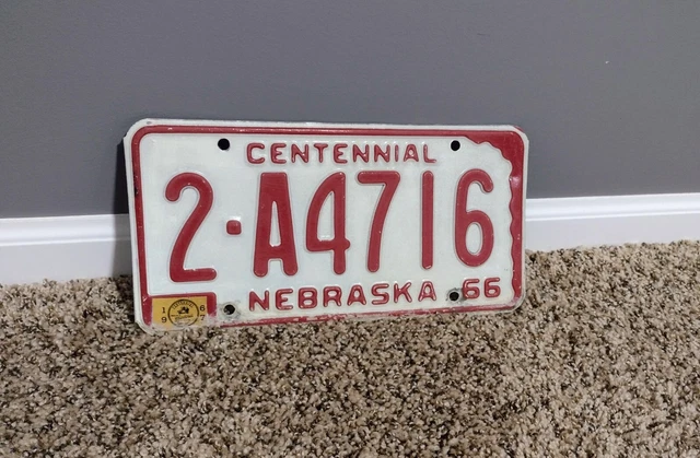 1966 1967 1968 Nebraska License Plate Centennial Lincoln Lancaster 2 County