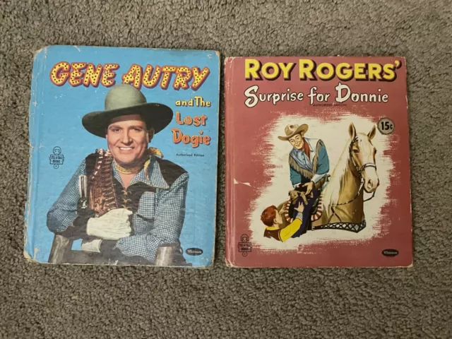 Lot of 2 vintage Whitman Tell-a-Tale HC books, 1950's, ROY ROGERS, GENE AUTRY