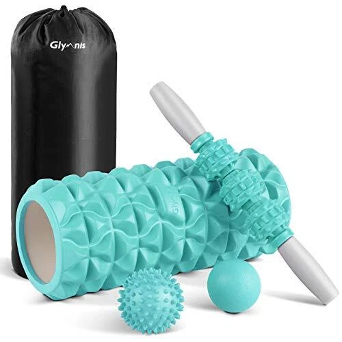 Glymnis Rouleau de Massage 4 en 1 Kit Foam Roller et Baton Massage et 2 Balle...