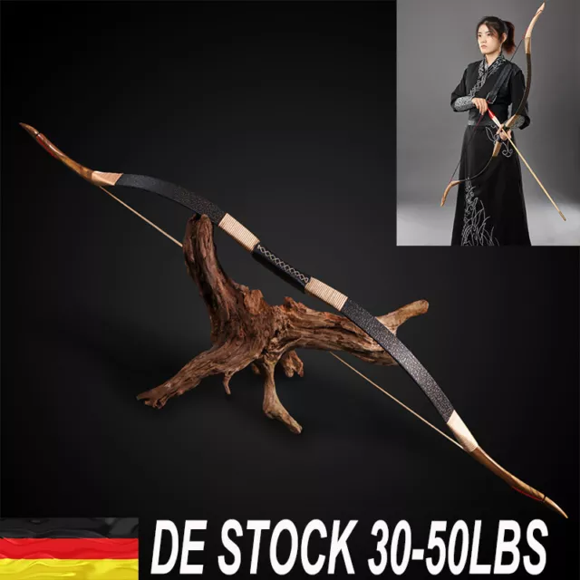 30-50lbs Traditioneller Recurvebogen 53" Bogenschießen Outdoor Jagd Pferd Bogen