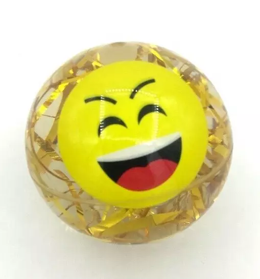 Light Up Bouncy Ball large 65mm Emoji Glitter Stardust & Flashing LED 2-12 pcs