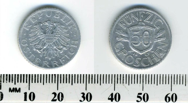 Austria 1947 - 50 Groschen Aluminum Coin - Imperial Eagle with Austrian shield 8