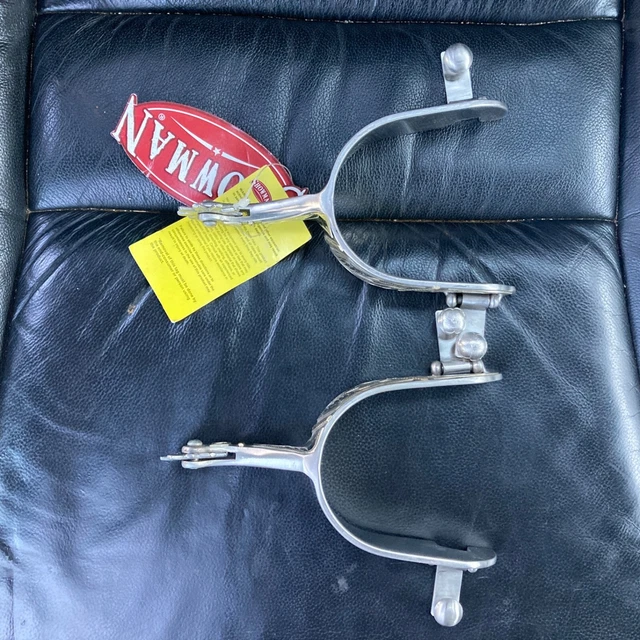 NEW Showman Stainless Steel Western Saddle Horse Show Spurs w/ Design Adult Size