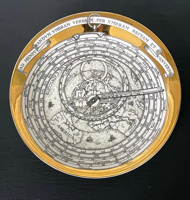 Piero Fornasetti Astrolabe Porcelain Plate 9.5 Inch 1968 Piero Fornasetti Astrolabe Porcelain Plate 9.5 Inch 1968