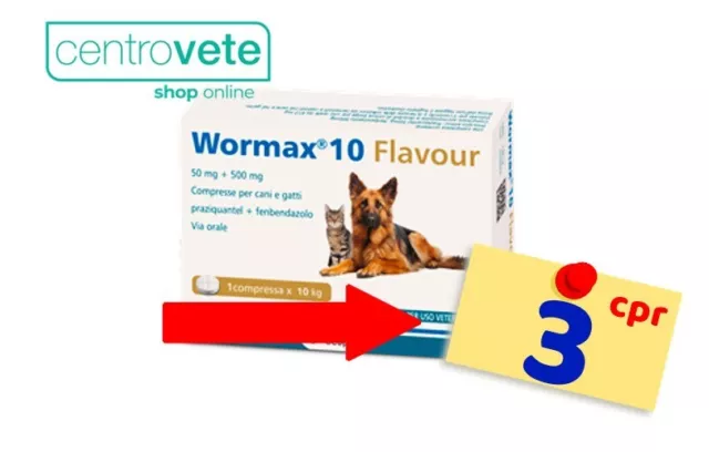 Ecuphar WOR-MAX 10 Flavour 3 Compres per Cani Gatti ⇢ Vermifugo antiparassitario