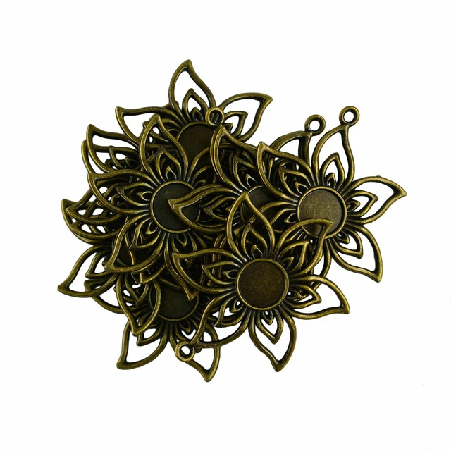 10 Stücke Blumen förmig Charms Anhänger Rohlinge Fassungen für Cabochons