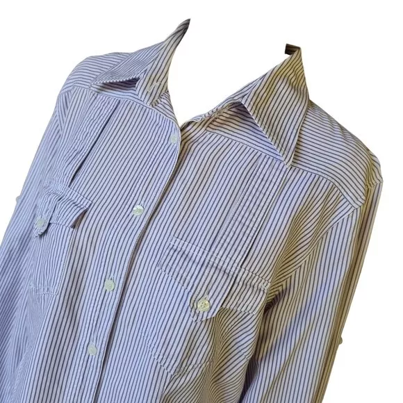 R.M.Williams 12 Cotton Stripe Purple White Semi Fitted Shirt