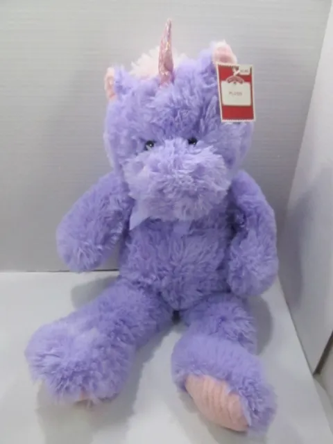 DAN DEE 24" Purple Sitting unicorn Plush w/tag Pink Shinning Horn Stuffed Animal