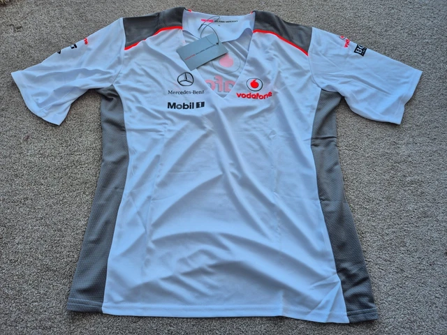 Pull F1 Vodafone McLaren Mercedes Pour Femme - Noir Taille L, Style Henley Vintage